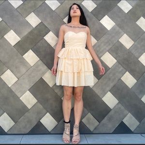 Vintage Inspired Cream Floral Eyelet Tiered Dress